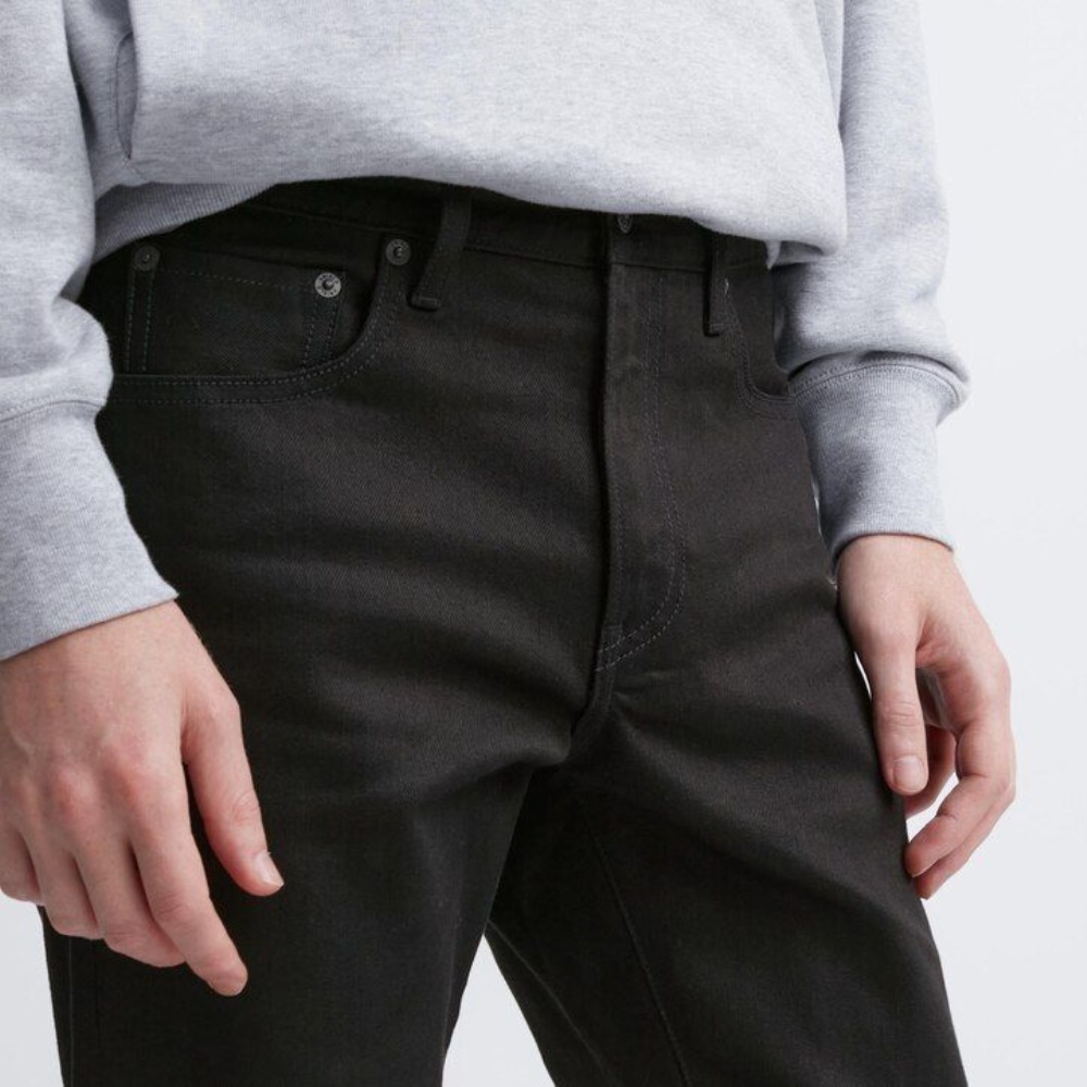 Jean Uniqlo Selvedge Stretch Coupe Ajustée Homme Noir V1286035 – Image 3