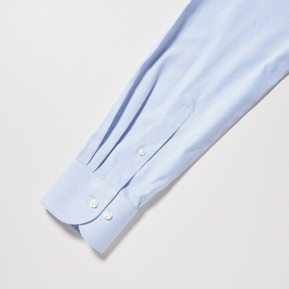 Chemises Uniqlo Super Non Iron Coupe Régulière Rayé Semi Cutaway Collar Homme Bleu T0863417 – Image 2