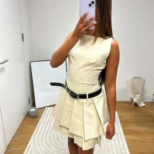 Robe Flora avec la ceinture (Crème)