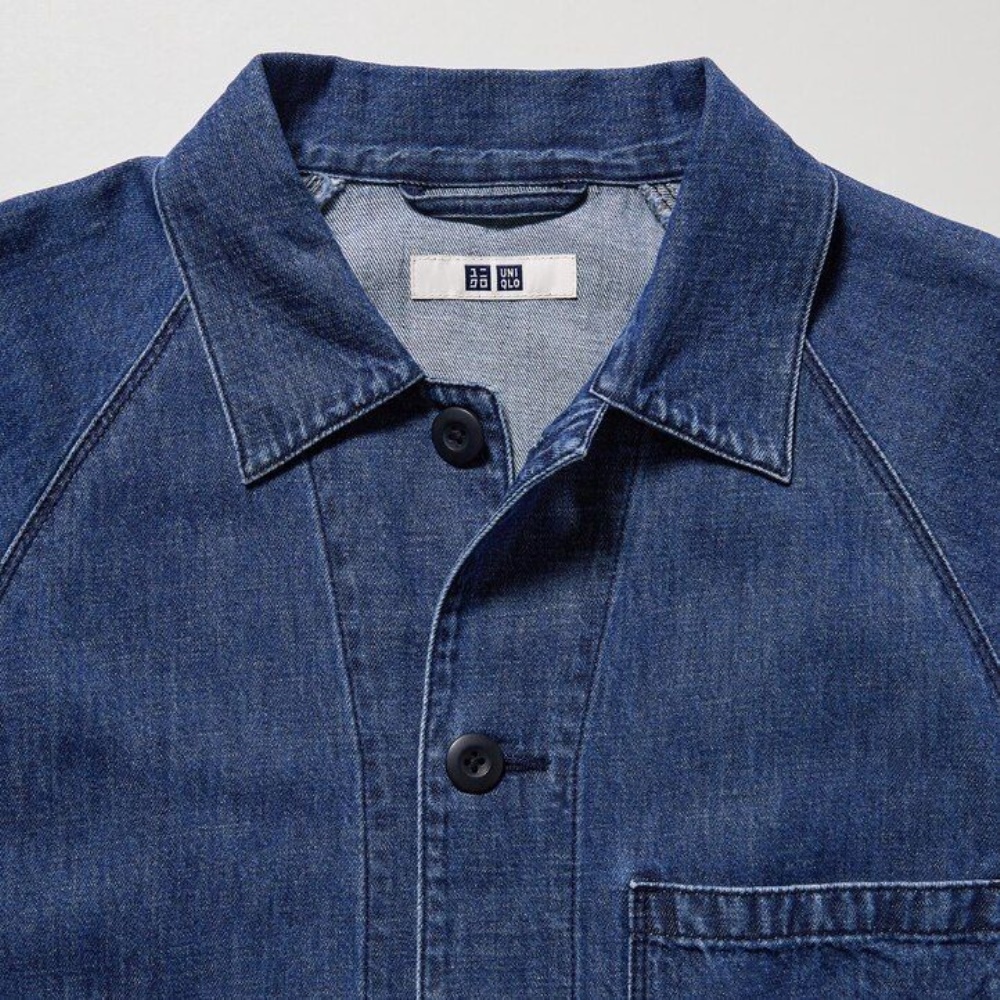 Surchemise Uniqlo Coton Linen Blend Utility Jacket Homme Bleu S1963072 – Image 3