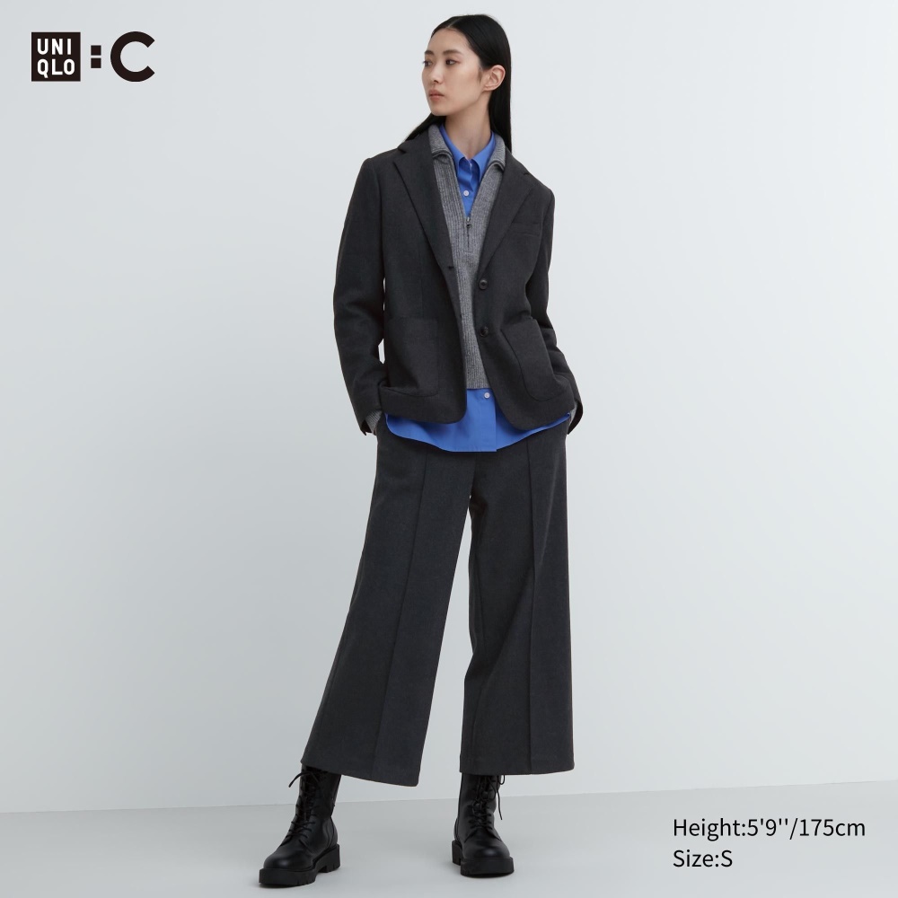 Pantalons Uniqlo Brushed Jersey Cropped Fit Femme Grise Foncé N0847593