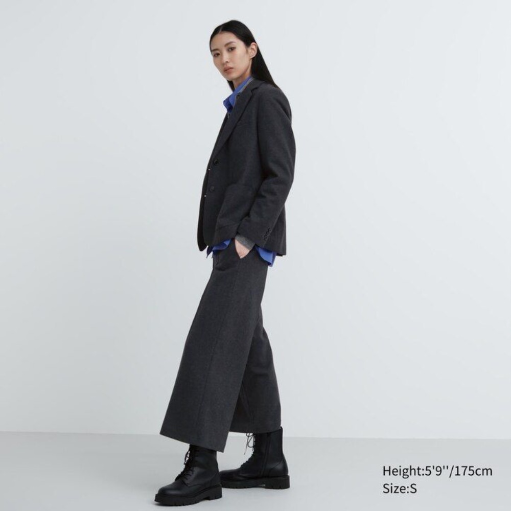 Pantalons Uniqlo Brushed Jersey Cropped Fit Femme Grise Foncé N0847593 – Image 3