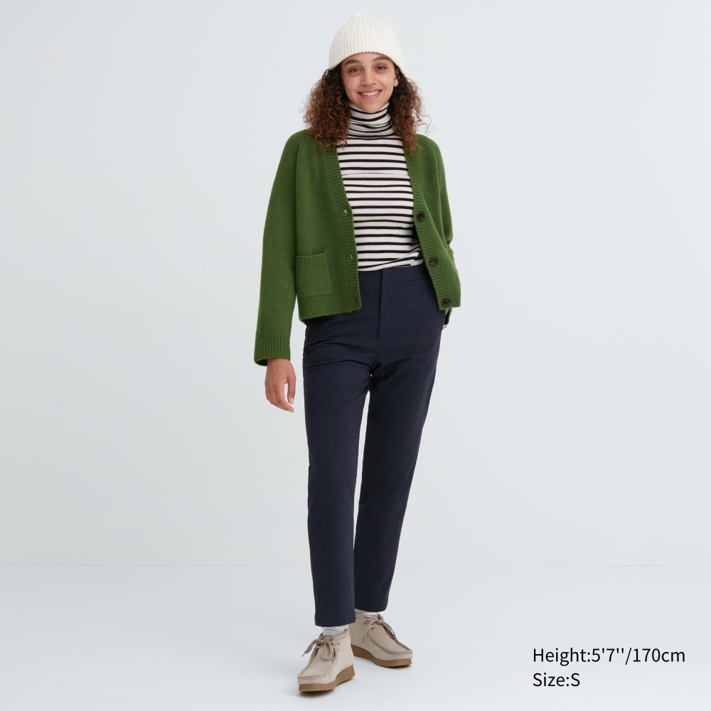 Pantalons Uniqlo Heattech Warm Doublée Femme Bleu Marine G7634082