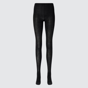 Collant Uniqlo Heattech Glitter Tricoté Thermal Femme Noir O1784305