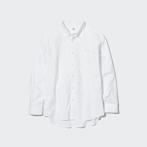 Chemises Uniqlo Extra Fine Coton Broadcloth Coupe Régulière Printed Regular Collar Homme Blanche S3269804
