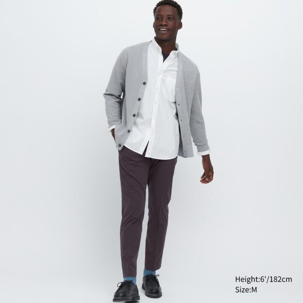 Chemises Uniqlo Extra Fine Coton Broadcloth Coupe Régulière Printed Regular Collar Homme Blanche S3269804 – Image 2