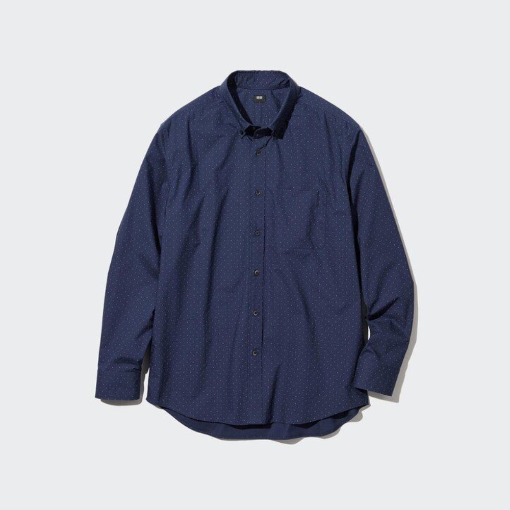 Chemises Uniqlo Extra Fine Coton Broadcloth Coupe Régulière Printed Regular Collar Homme Blanche S3269804 – Image 3