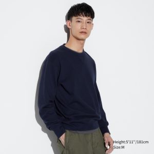 Sweatshirt Uniqlo Coton Crew Neck Homme Bleu Marine Z5846397