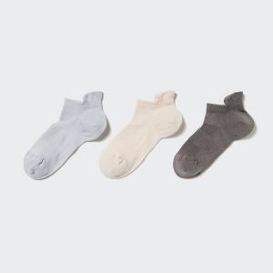 Chaussette Uniqlo Sports Corta Three Pairs Femme Grise Clair G6897012