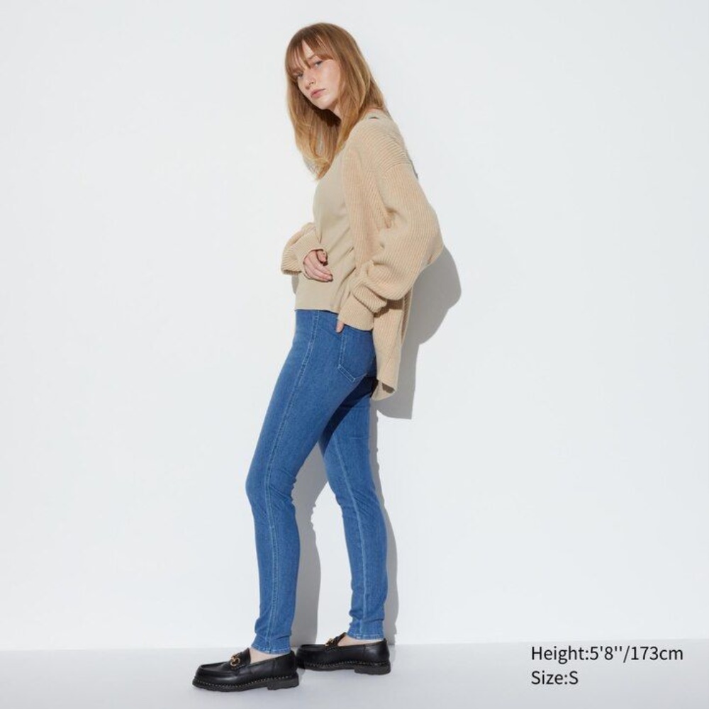 Leggings Uniqlo Ultra Stretch Denim Long Femme Bleu K8256074 – Image 2