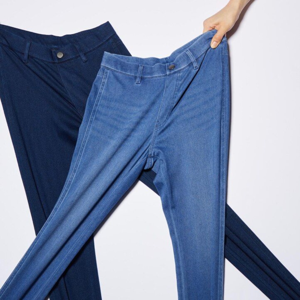 Leggings Uniqlo Ultra Stretch Denim Long Femme Bleu K8256074 – Image 3