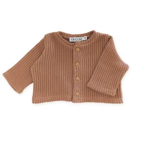Gilet enfant tricot peche – seconde main – 3 ans
