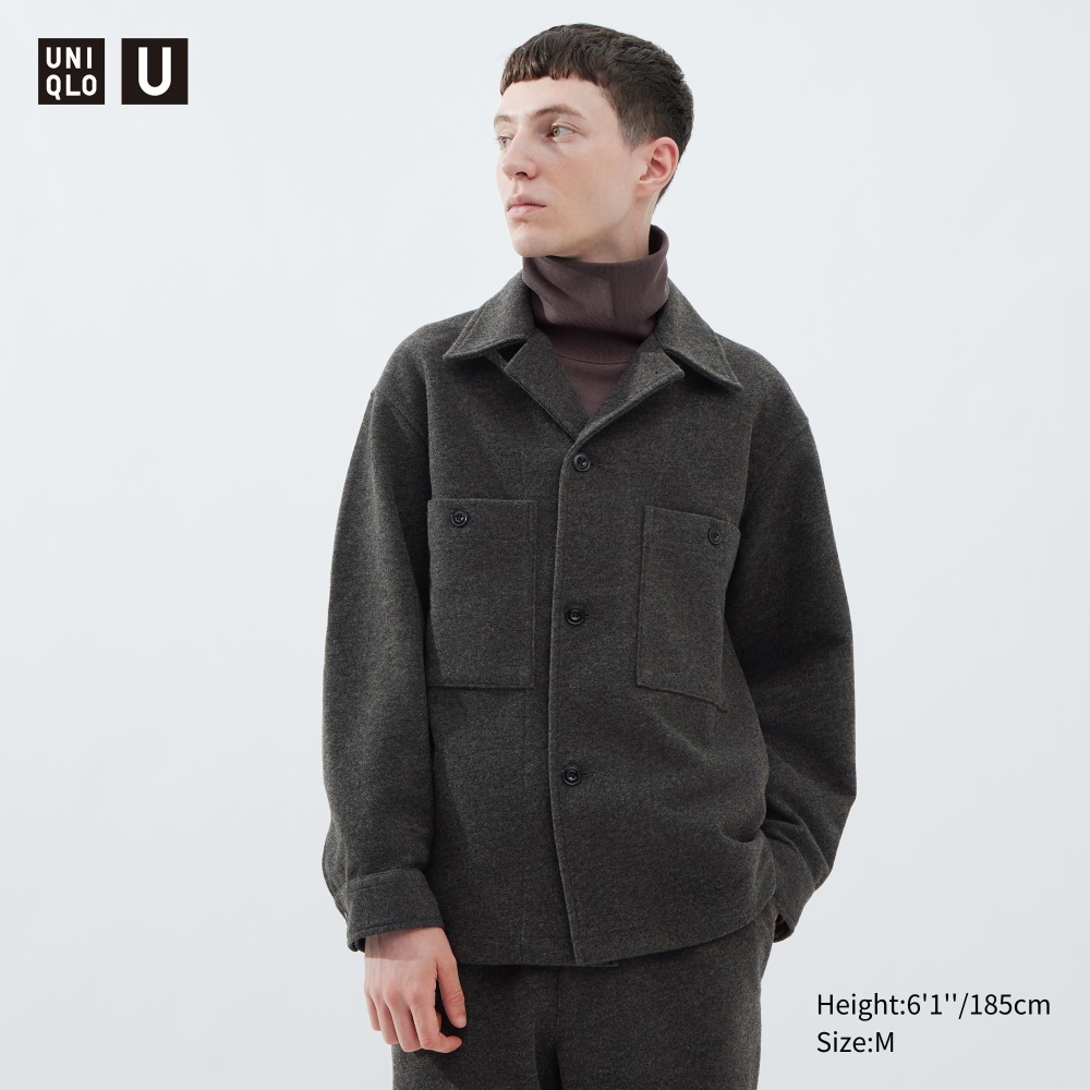 Surchemise Uniqlo Fleece Jersey Overshirt Homme Grise C4365721