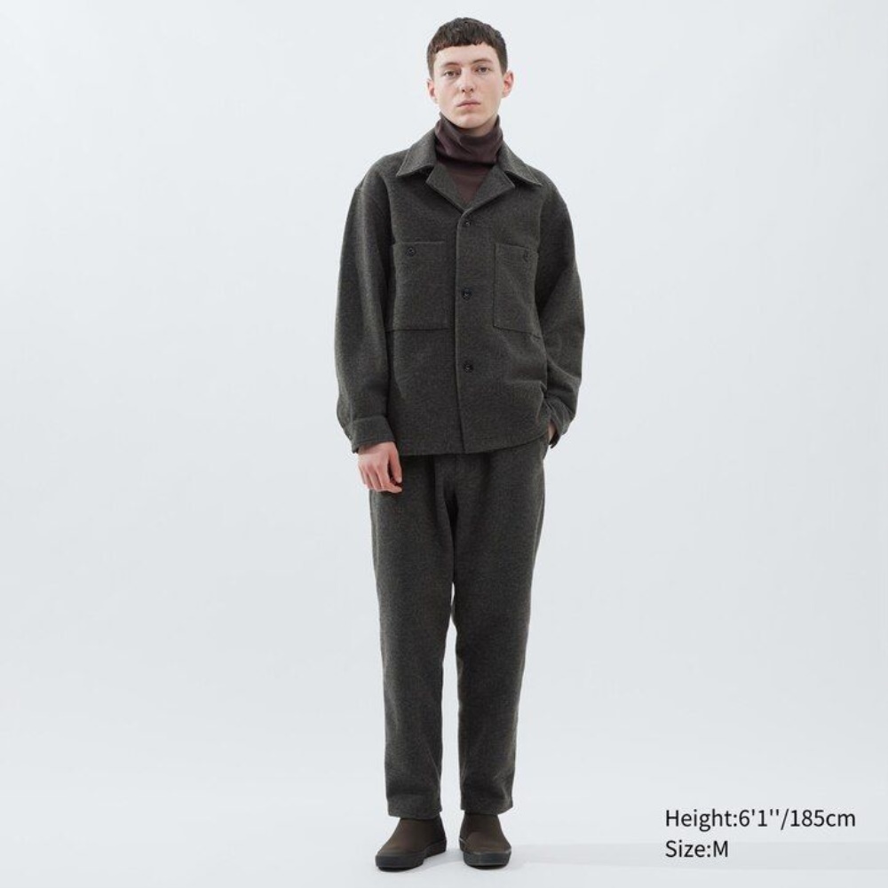 Surchemise Uniqlo Fleece Jersey Overshirt Homme Grise C4365721 – Image 2