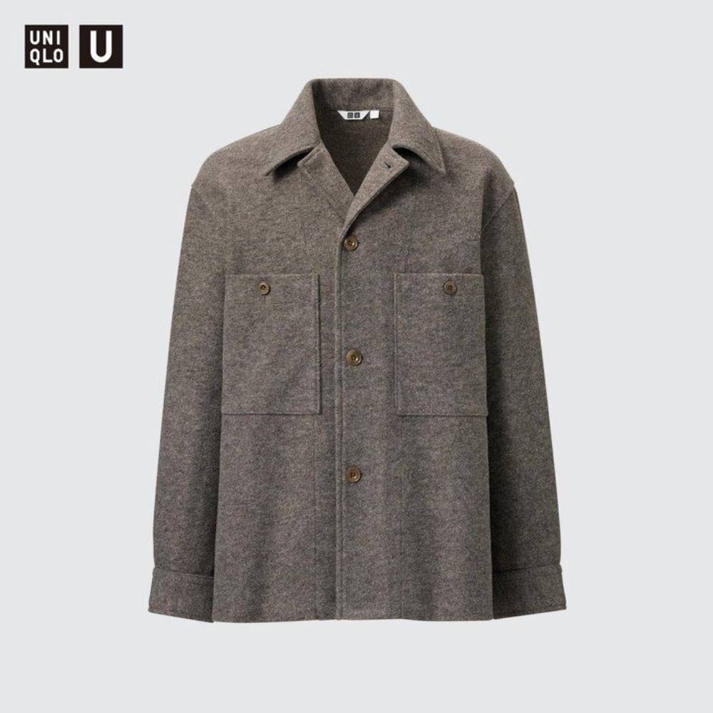 Surchemise Uniqlo Fleece Jersey Overshirt Homme Grise C4365721 – Image 5