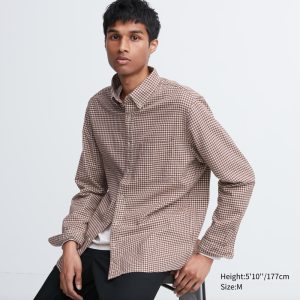 Chemises Uniqlo Flannel Coupe Régulière Checked Button Down Collar Homme Rouge R5981376