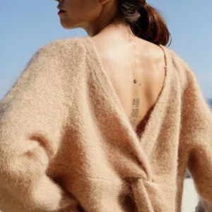 Pull en mohair Flore dos noué Noisette