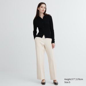 Pantalons de jogging Uniqlo Dry Droit Leg Femme Blanche K8120695