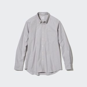 Chemises Uniqlo Coupe Ajustée Oxford Homme Grise Z9462703