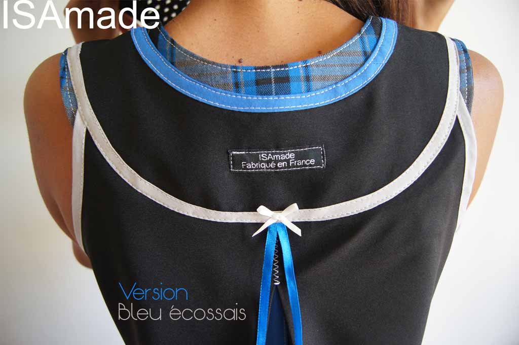 Robe trapèze graphique carreaux écossais tartan bleu noire gris – Image 3
