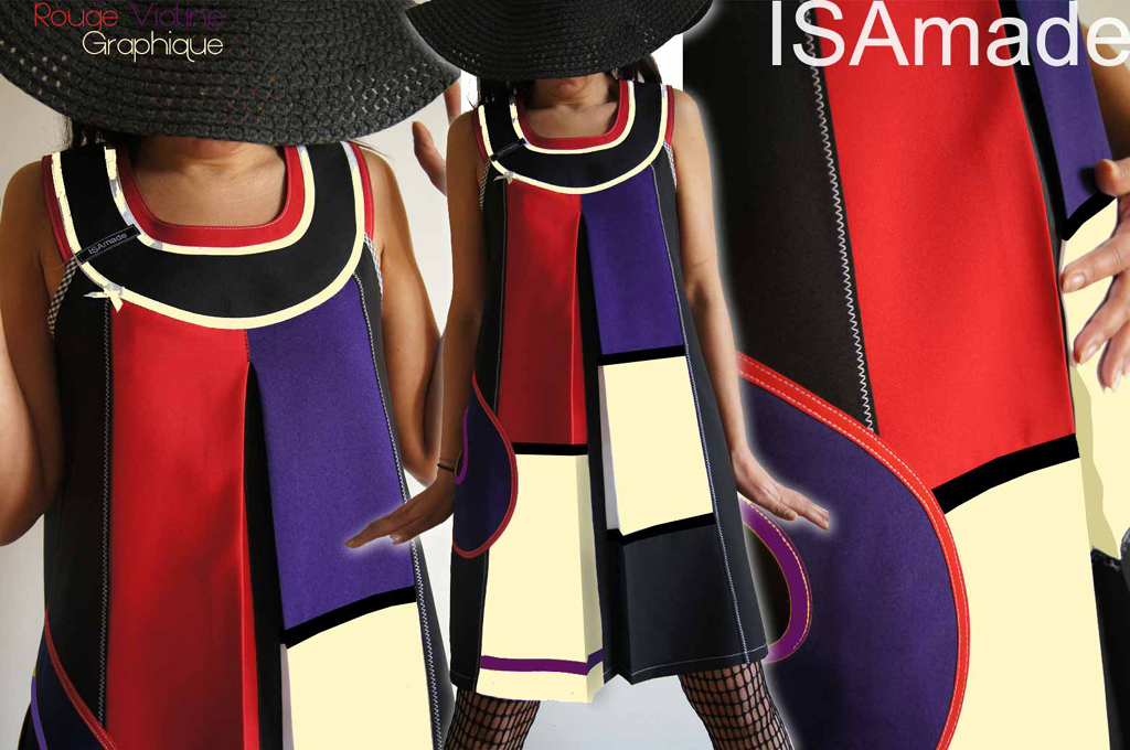 Robe trapèze graphique colorée de style Mondrian