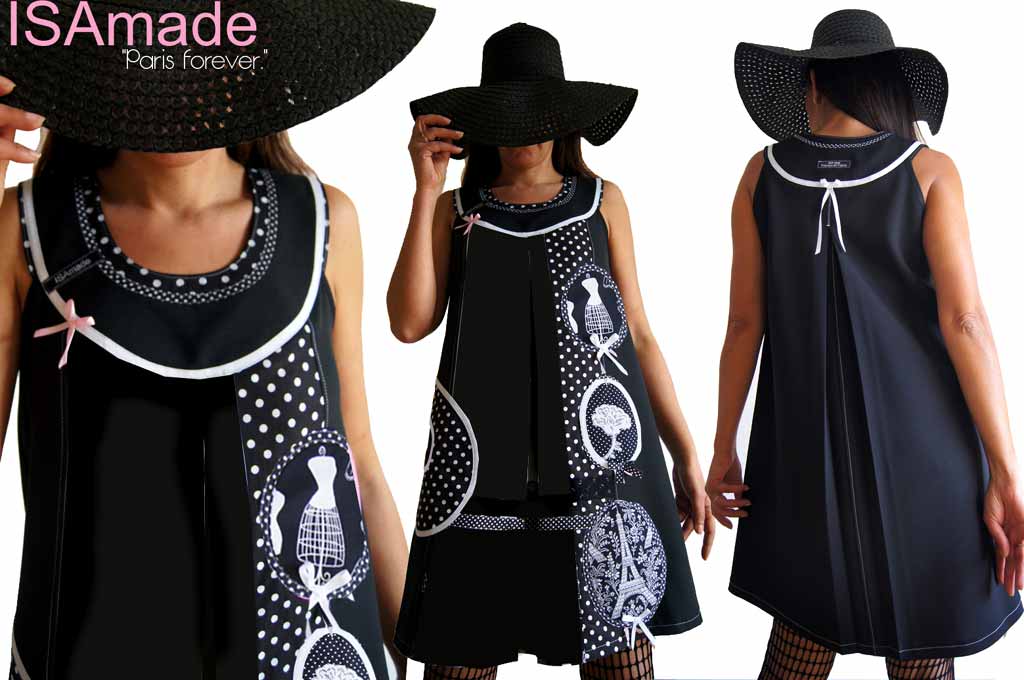 Robe Trapèze noire Paris Couture chic grande taille