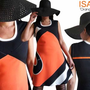 Robe noir blanc Orange Rayure Printemps 2017
