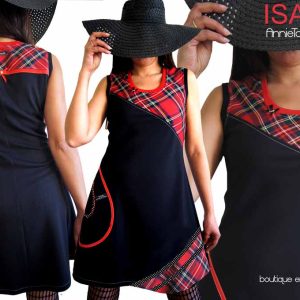 Robe Noire Rouge carreaux écossais tartan pois T44 réservée