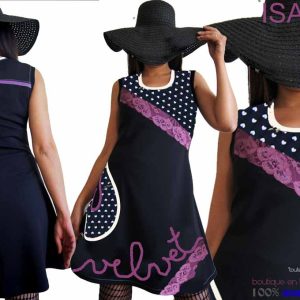 Robe noire violet dentelle cœur message couture velvet T44-46