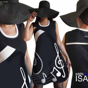 Robe bicolore noire écru musique made in France