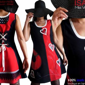 Robe rouge noire Couture cœur Saint Valentin made in France