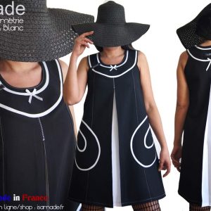 Robe made in France noire blanc trapèze