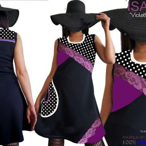 Robe noire violet dentelle créateur