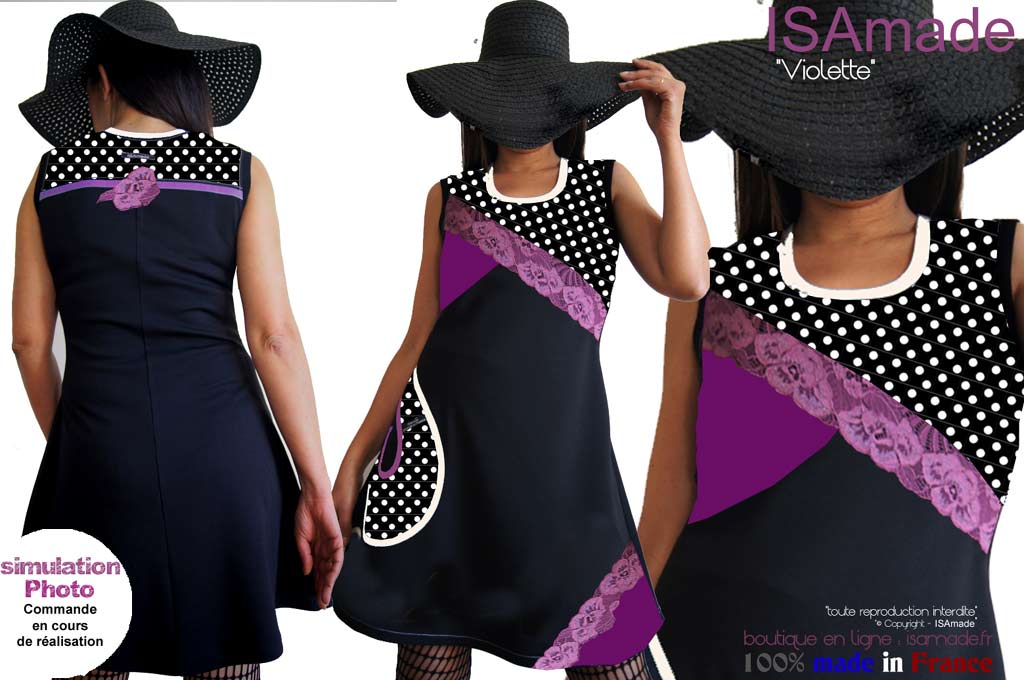 Robe noire violet dentelle créateur
