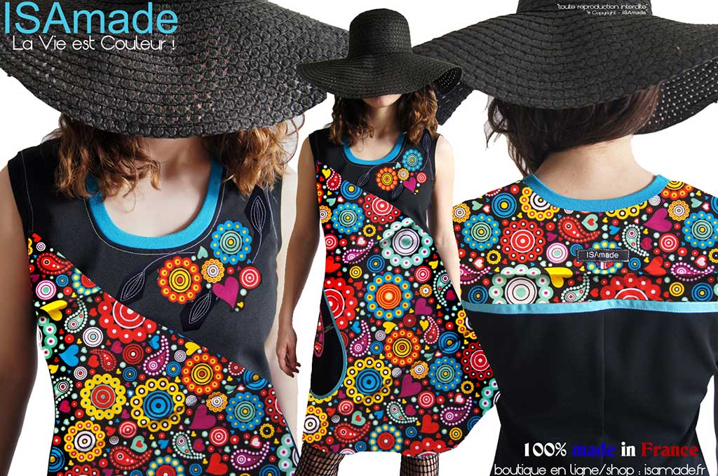 Robe multicolore colorée wax créateur