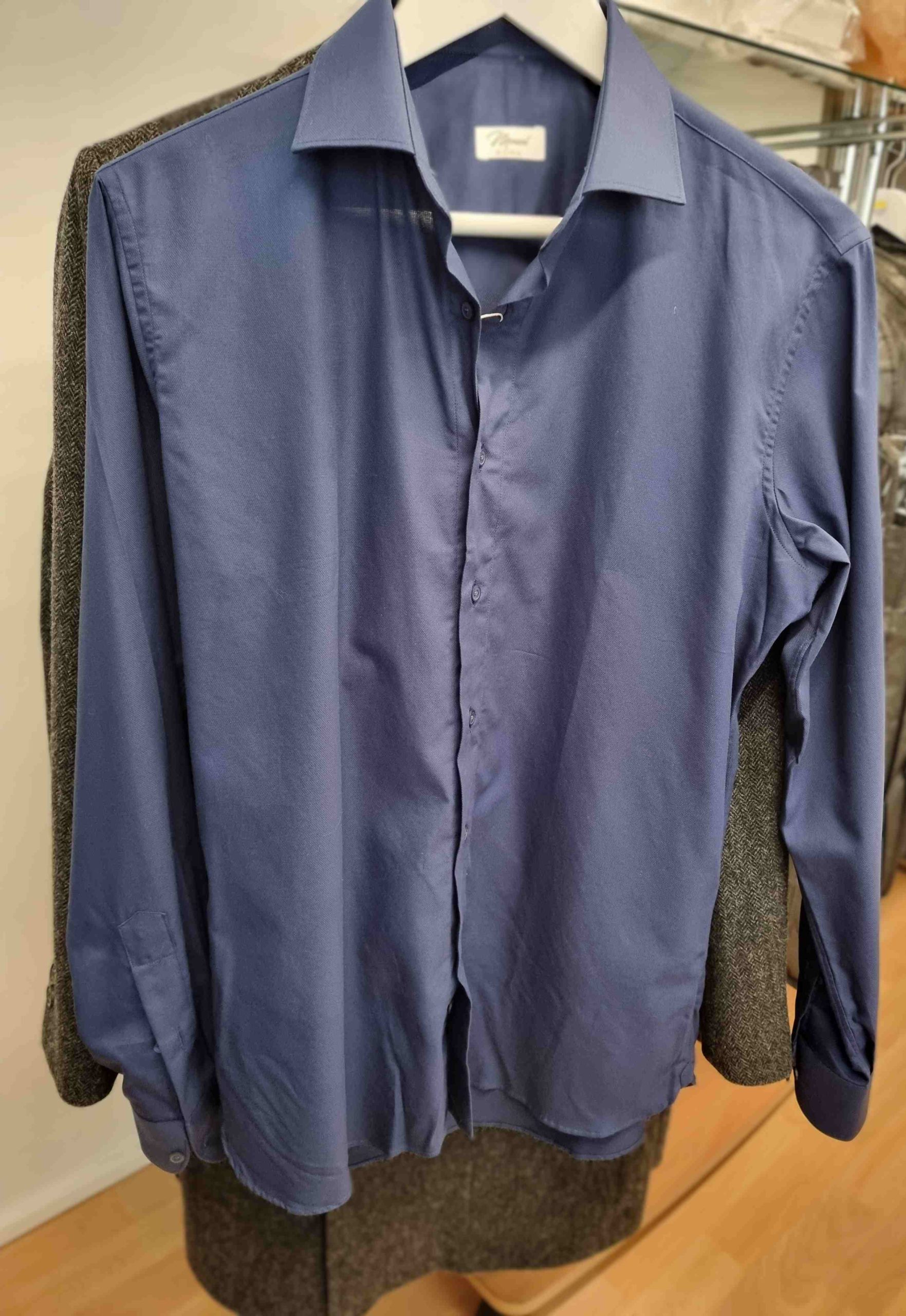 Chemise Bleue Anglais Homme (1309J)– Coupe Régular en Coton Nid d’Abeille – Image 5