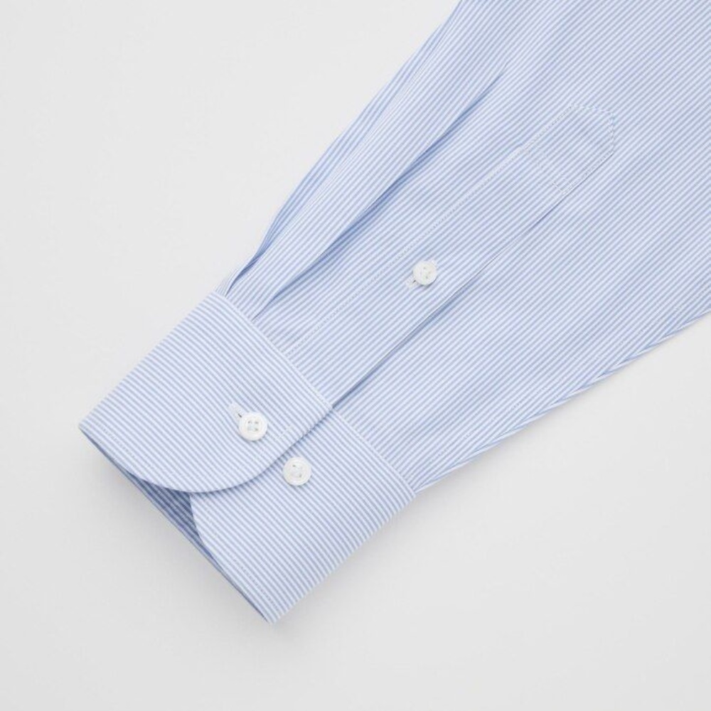 Chemises Uniqlo Super Non Iron Coupe Ajustée Rayé Semi Cutaway Collar Homme Bleu S0574231 – Image 4
