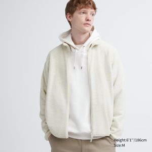 Vestes Uniqlo Fleece Heather Zipped Homme Blanche C8297041
