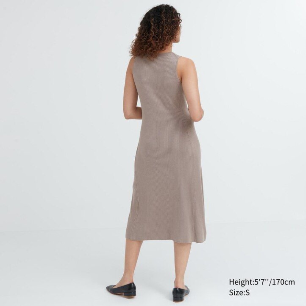 Robe Uniqlo Coton Blend Knit Sans Manches Femme Rouge Y6574083 – Image 2