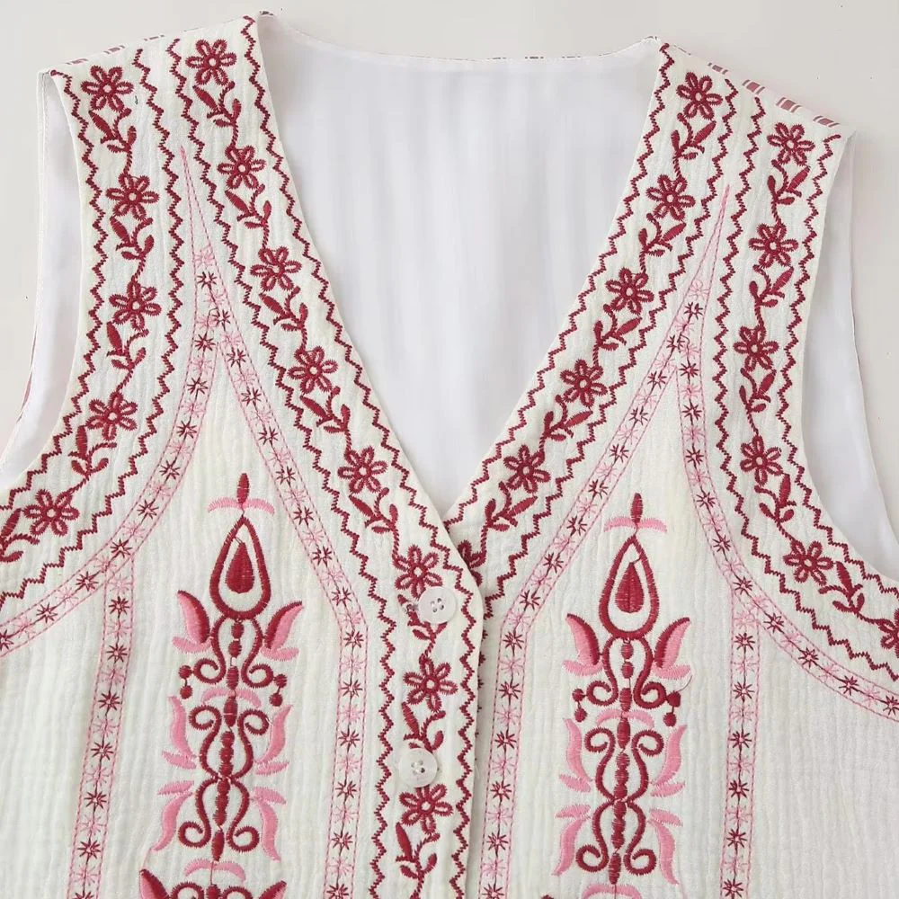 Gilet Brodé Fleurs – Image 3