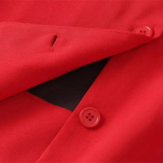 Gilet Femme Sans Manches Costume Rouge – Image 4