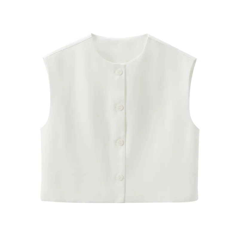 Gilet Sans Manches Costume Blanc Femme – Image 3