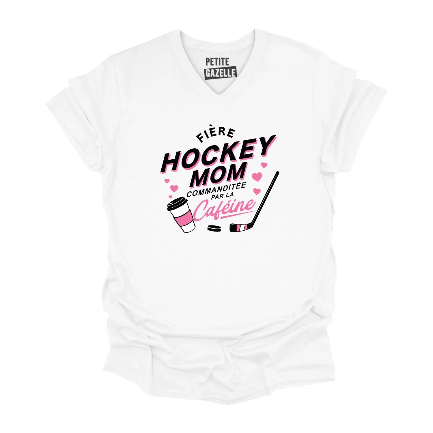 TSHIRT COL en V | Hockey Mom - Commanditée par la caféine – Image 3