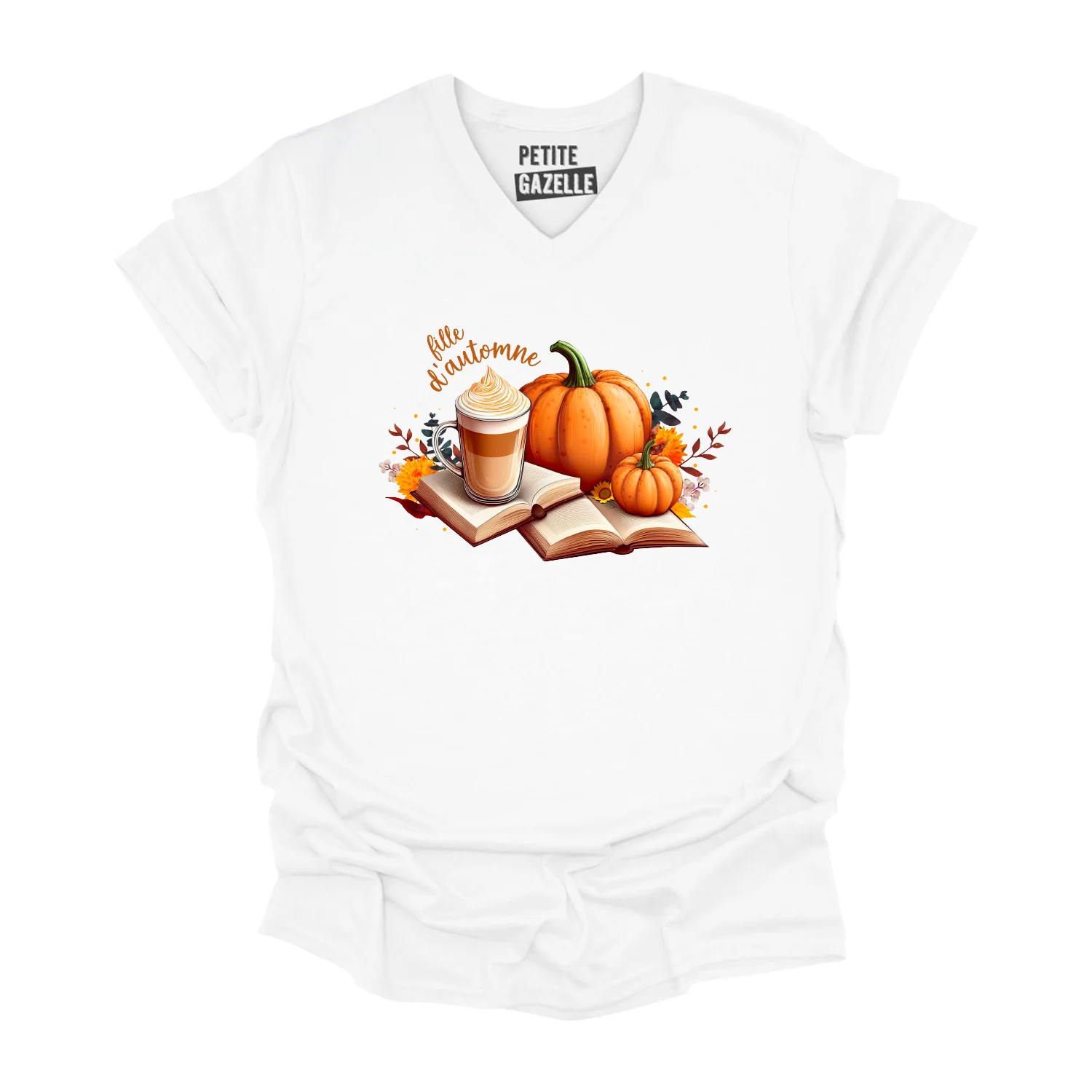 TSHIRT COL en V | Citrouille & Livres – Image 5
