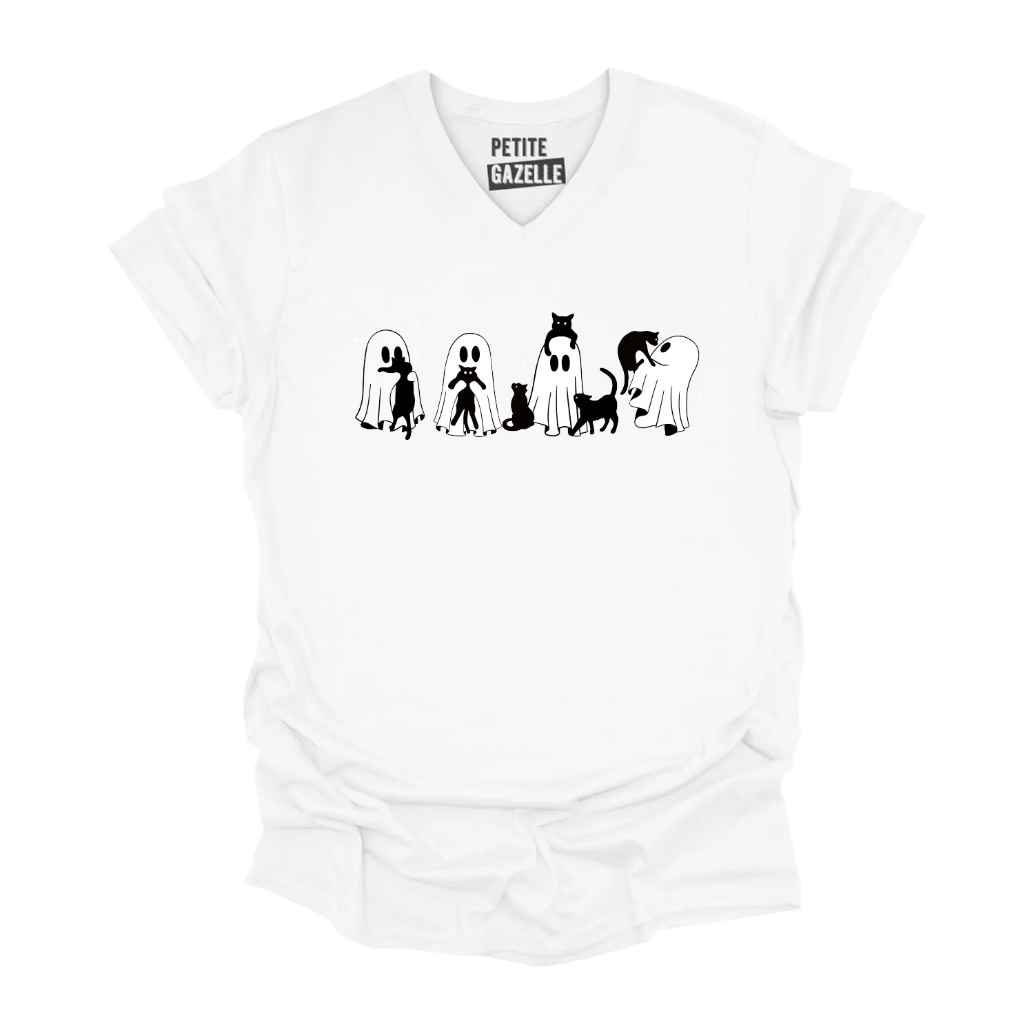 TSHIRT COL en V | Chats & Fantômes – Image 3