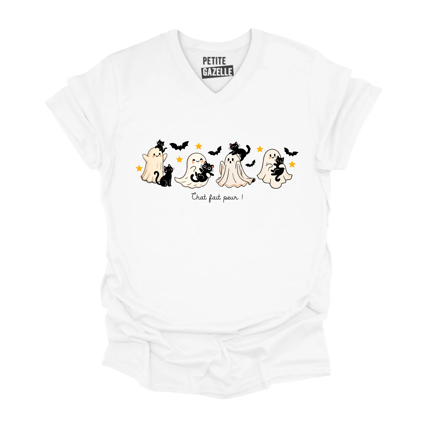 TSHIRT COL en V | Chat fait peur ! – Image 4