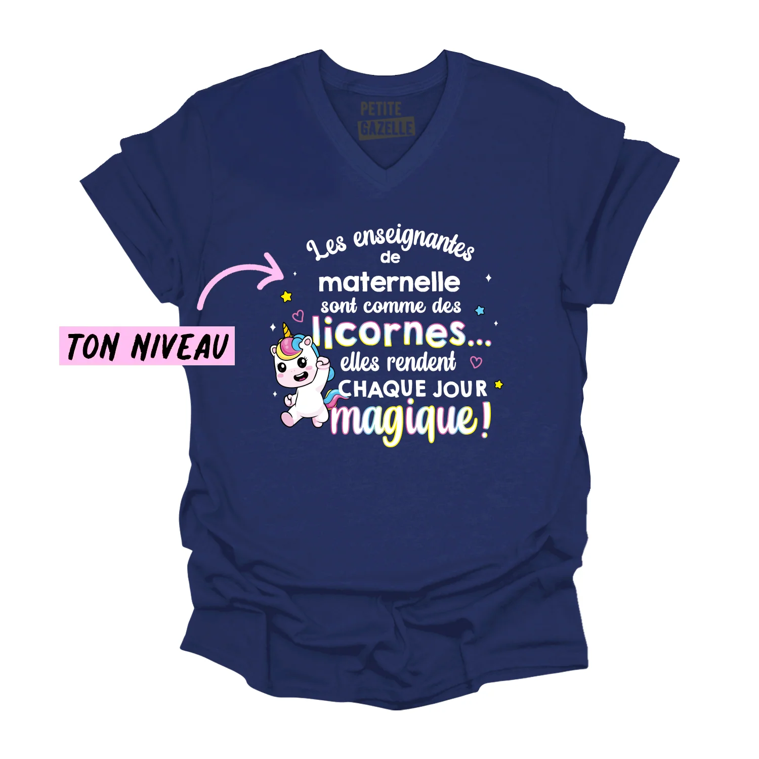 TSHIRT COL en V | Les enseignantes sont comme des licornes – Image 4