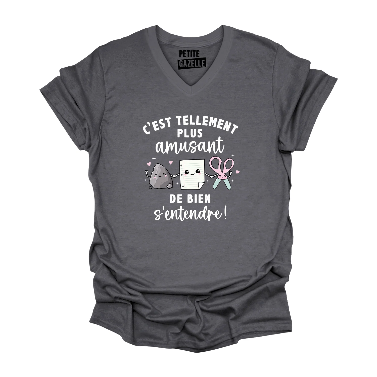 TSHIRT COL en V | C'est tellement plus amusant de bien s'entendre