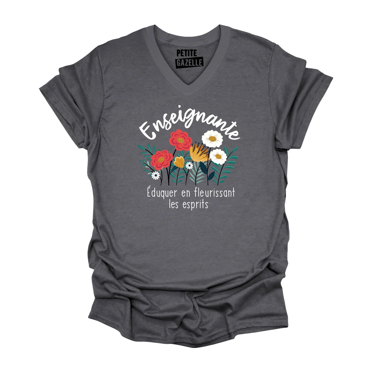 TSHIRT COL en V | Enseignante, Fleurir les esprits – Image 6