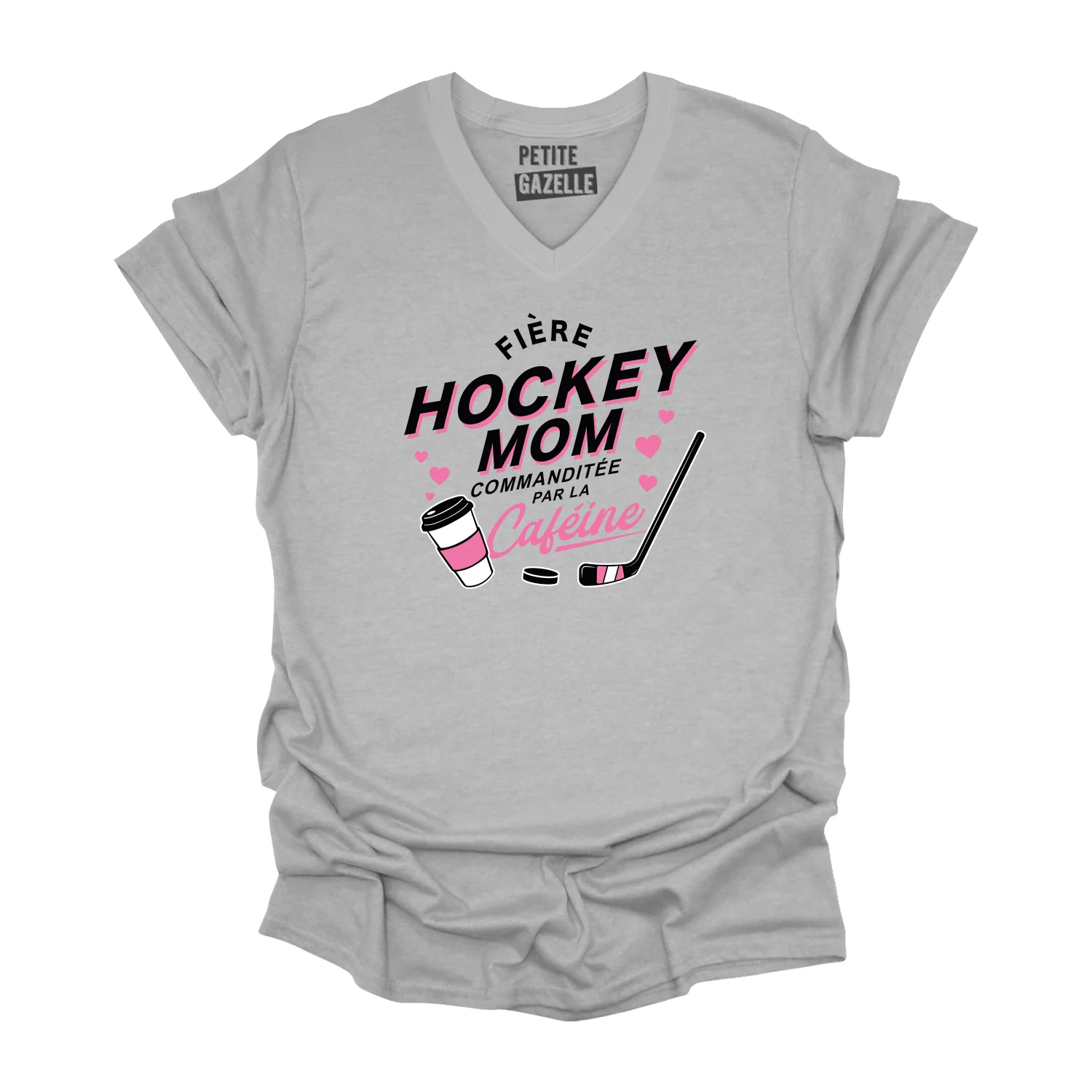 TSHIRT COL en V | Hockey Mom - Commanditée par la caféine – Image 2
